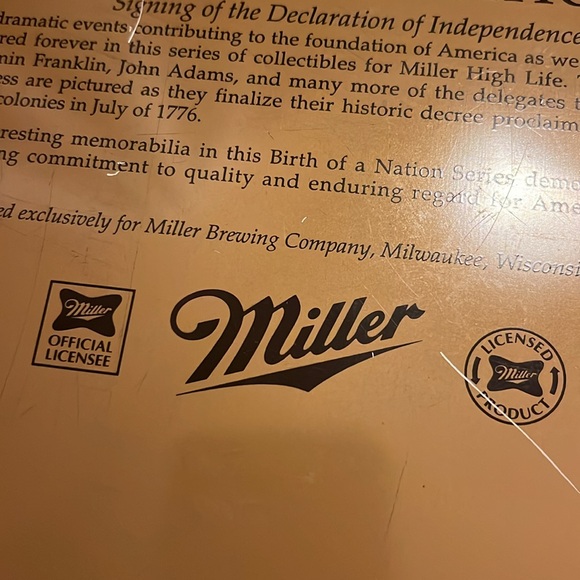 Miller Birth Of A Nation Declaration Of Independence Metal Serving Platter Tray - Picture 7 of 7